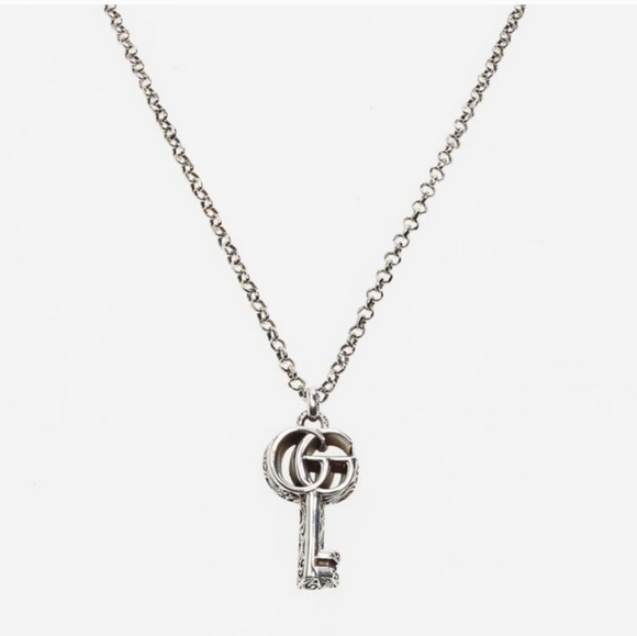 Auth Gucci GG Silver/Black Key Necklace - Picture 2 of 8